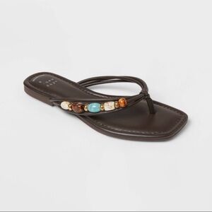 They Beaded Brown Women’s Thong Sandal